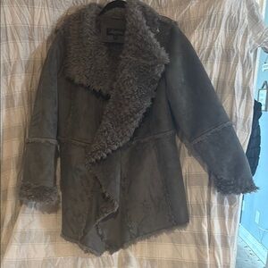 FABULOUS FURS the best in faux fur grey faux suede with faux fur